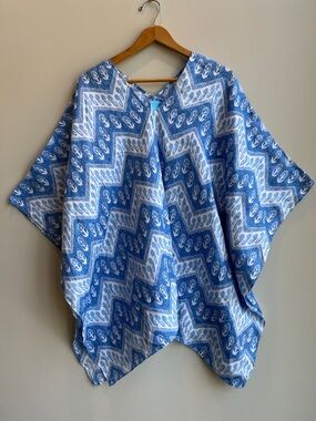 J McLaughlin Linen Poncho Coverup Top Rodondo Oversized Beach
